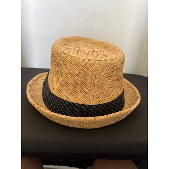 Lady Love Woven Fedora Style Straw Hat, Beach Hat Black Band Cloth Inside - Picture 4 of 13